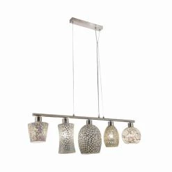 Am billigsten 😀 Nino Leuchten Pendel 5flg AREZZO Nickel, Untersch.Mosaikgläser, 30350501 🥰