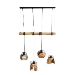 Angebote 🧨 Nino Leuchten Pendelleuchte 4-flg. JAVA Holzbalken Eukalyptusholz, 32740408 🎉