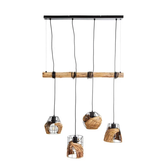 Angebote 🧨 Nino Leuchten Pendelleuchte 4-flg. JAVA Holzbalken Eukalyptusholz, 32740408 🎉