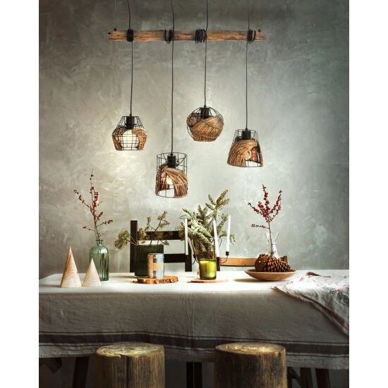 Angebote 🧨 Nino Leuchten Pendelleuchte 4-flg. JAVA Holzbalken Eukalyptusholz, 32740408 🎉 - Image 5