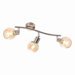 Neu 🧨 Nino Leuchten Spot 3flg CASTELLO Nickel,Glas Amber Für 3xE14,max.40W, L:40cm,Glas D:7,5cm 🧨