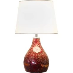 Budget 😉 Nino Leuchten Tischleuchte 1flg SUSA Mosaik Rot,SChirm Weiss ⌛