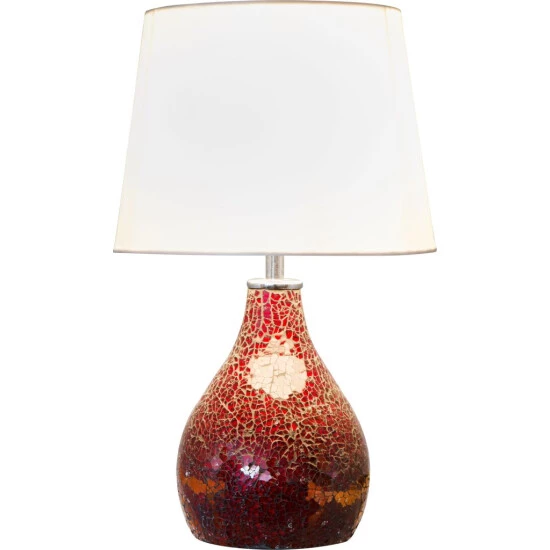 Budget 😉 Nino Leuchten Tischleuchte 1flg SUSA Mosaik Rot,SChirm Weiss ⌛