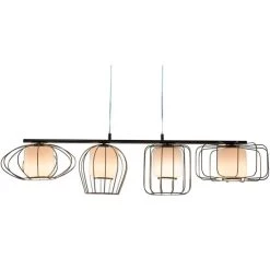 Bestpreis 🎁 Nino Leuchten Pendelleuchte - Nickelfarben - Glas - Draht - H 150 Cm 👏