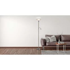 Brandneu 😀 Nino Leuchten Stehleuchte, Metall, Glas, Weiß, H 180 Cm 🎉