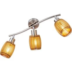 Großhandel 🌟 Nino Leuchten Spot 3flg PARKEY Nickel,Eiche Hell Für 3xE14,max.40W, L:40cm,Schirm 10x8,5cm 😀