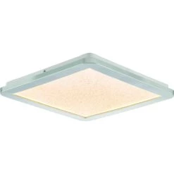 Bester Verkauf ⭐ Nino Leuchten LED Deckenleuchte IKOMA Kunststoff Silberfarbig, Mit Acrylstein Klar Incl.30W,3000K, IP44 60cmx60cm ⭐