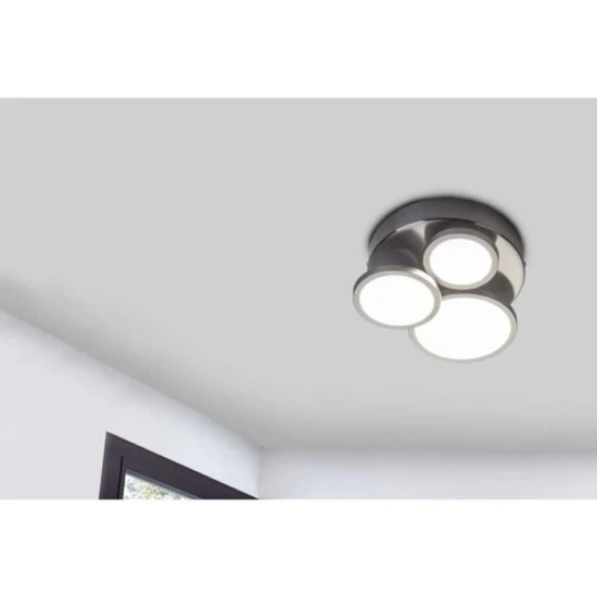Rabatt ⭐ Nino Leuchten Deckenleuchte Neo Modern Silber Rund 3 Flammig LED Chrom Dimmbar 🔔 - Image 3