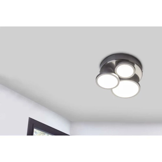 Rabatt ⭐ Nino Leuchten Deckenleuchte Neo Modern Silber Rund 3 Flammig LED Chrom Dimmbar 🔔 - Image 6