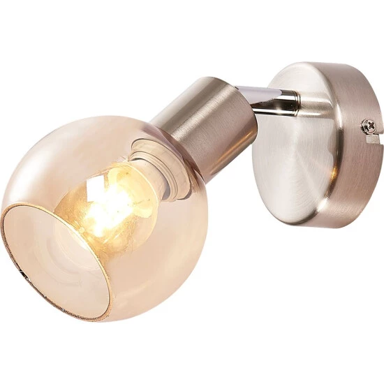 Beste Bewertungen von 🎁 Nino Leuchten Spot 1flg CASTELLO Nickel,Glas Amber Für 1xE14,max.40W, Ausl.10cm,Glas D:7,5cm ⭐