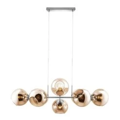 Blitzangebot 💯 Nino Leuchten Pendel 8-flg. PILAR Nickel Matt, Glas Amber, 31240823 🥰