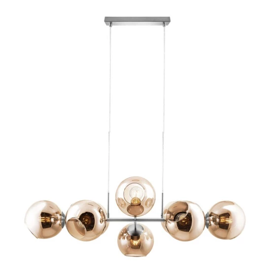 Blitzangebot 💯 Nino Leuchten Pendel 8-flg. PILAR Nickel Matt, Glas Amber, 31240823 🥰